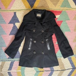 Mackage Black Double-Breasted Wool Coat